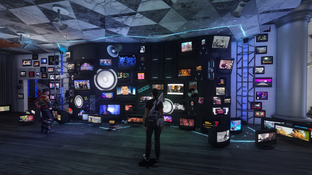 Music wall with wavy displacement effect and animated GIFs