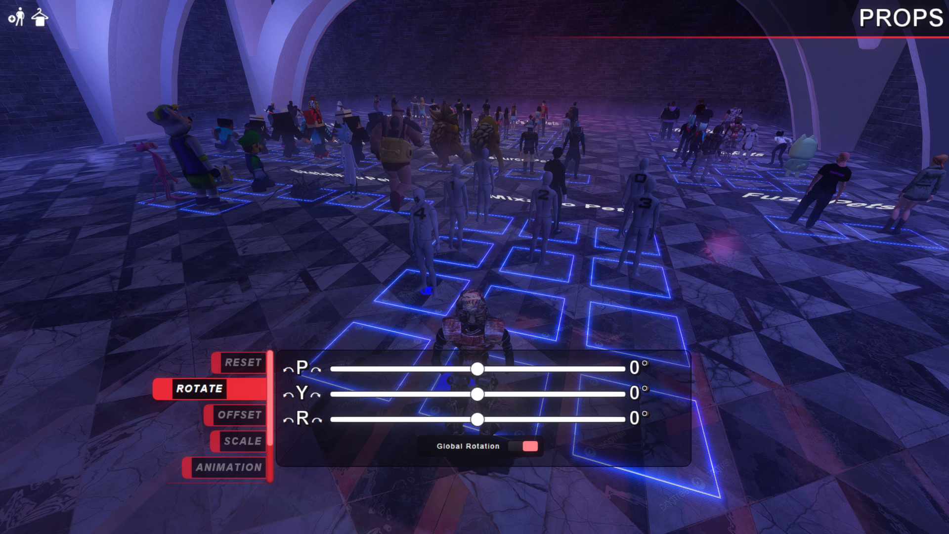 Screenshot of Maine placing models into the virtual world