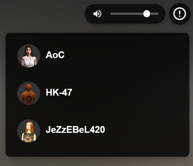 Available chatbot characters