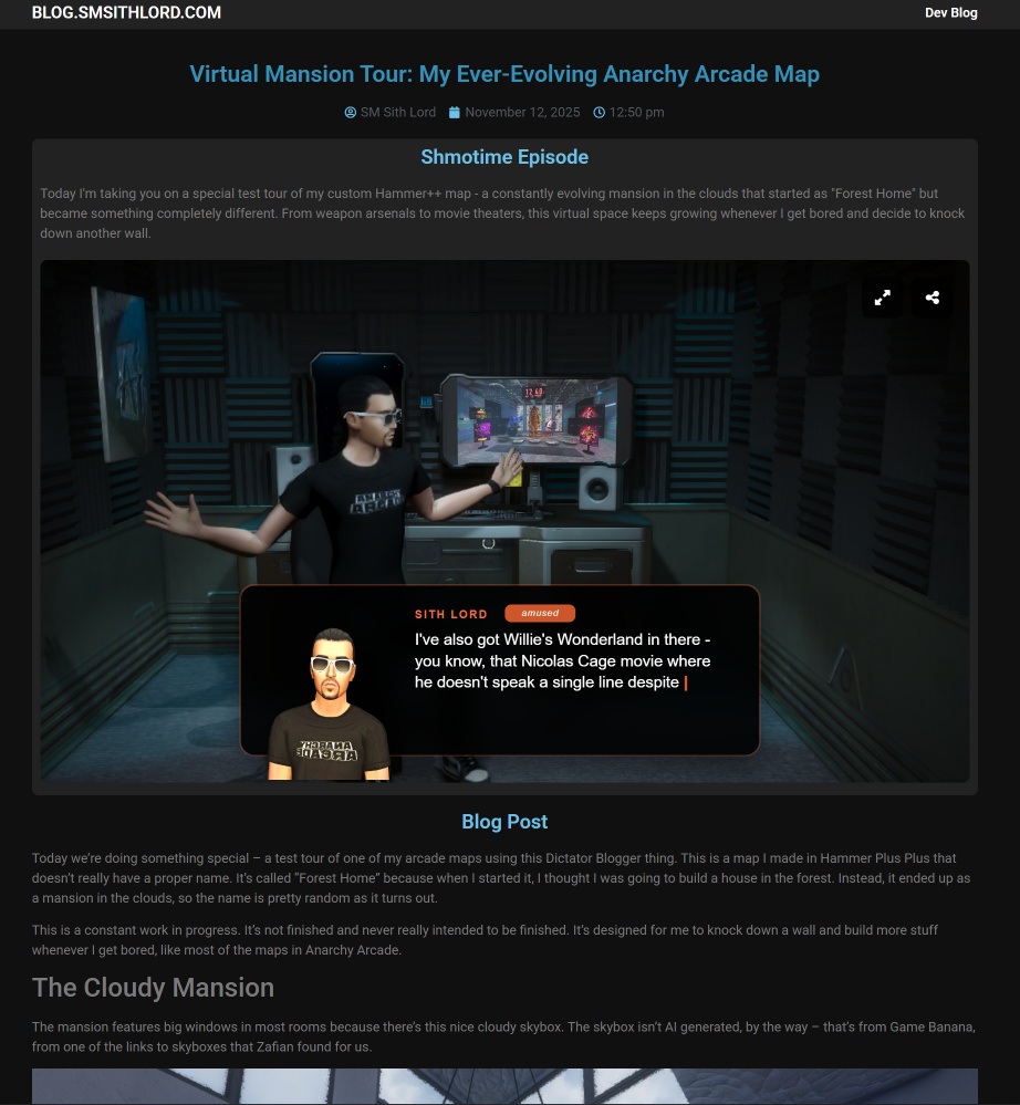 Complete blog post with integrated 3D Schmo Time episode