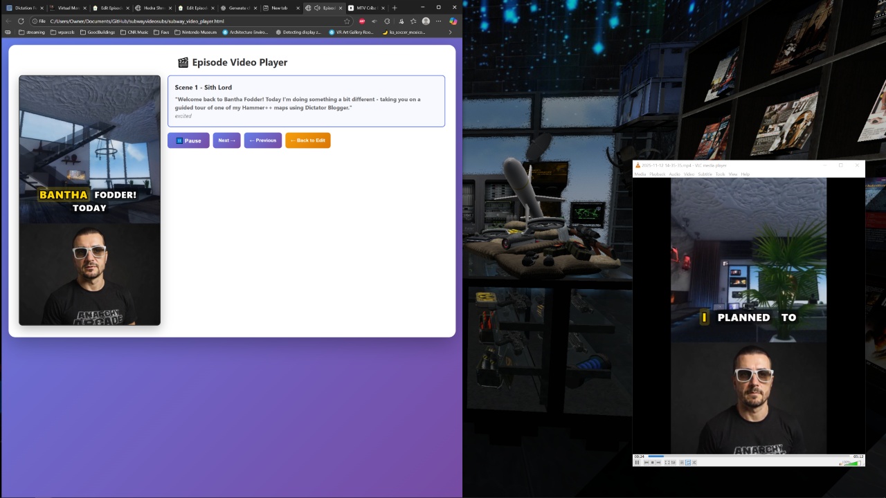Playback interface showing the final video composition