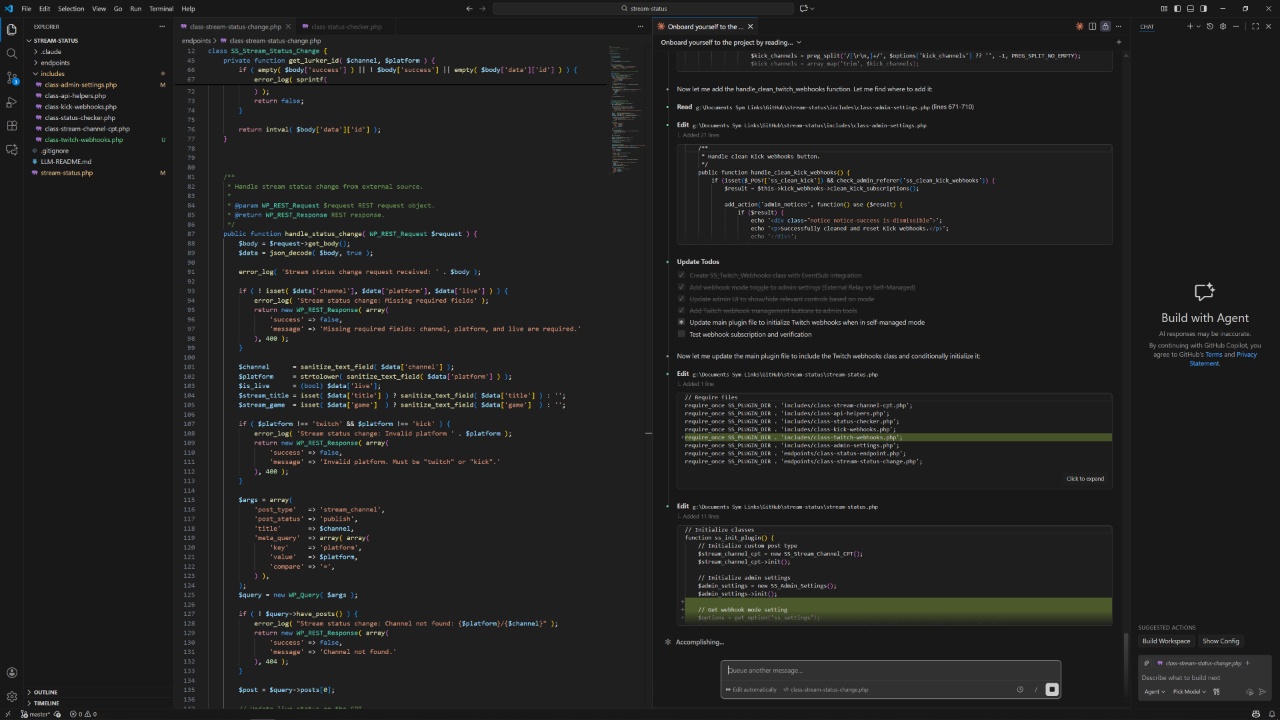 Screenshot of VS Code with Claude code extension during development