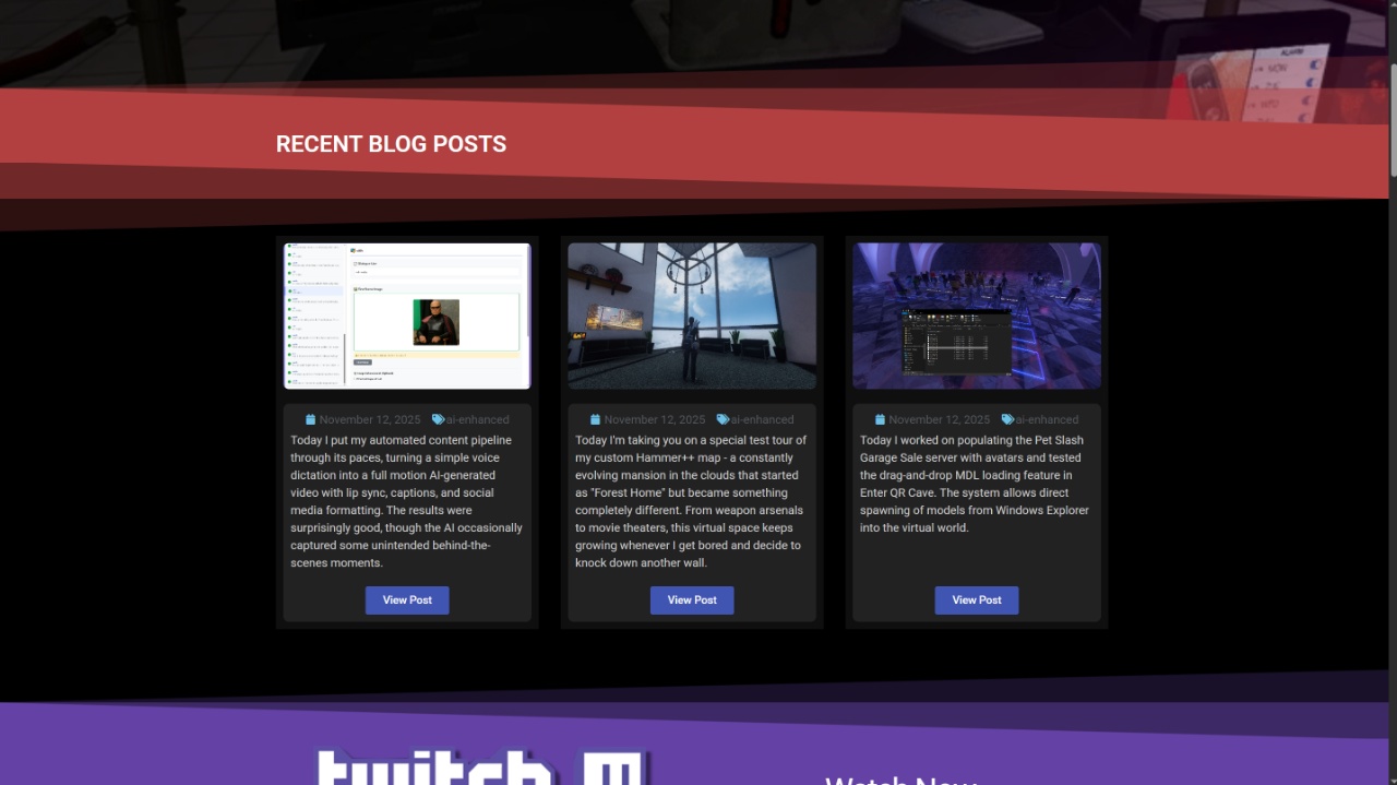 Homepage with recent posts carousel