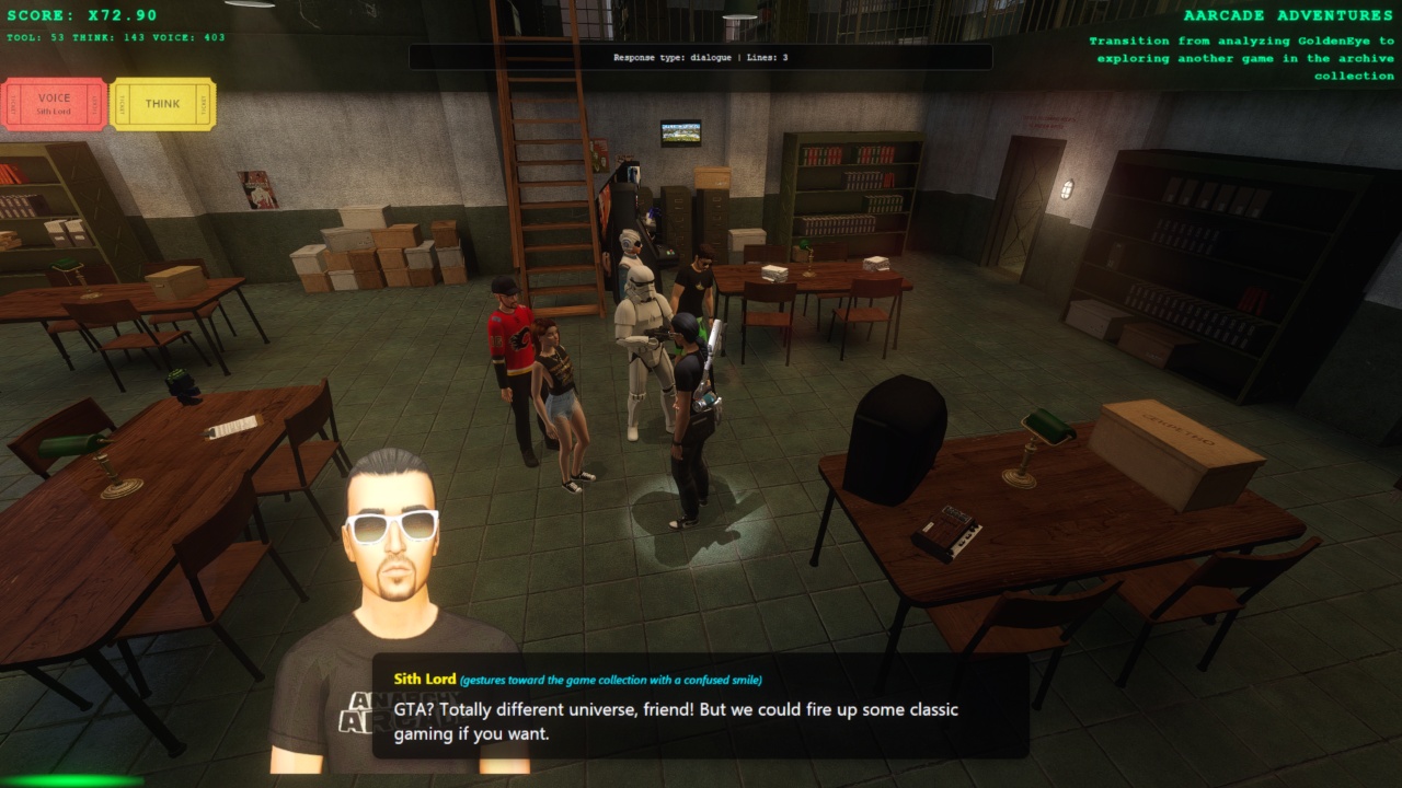 Screenshot showing spotlight on speaking character