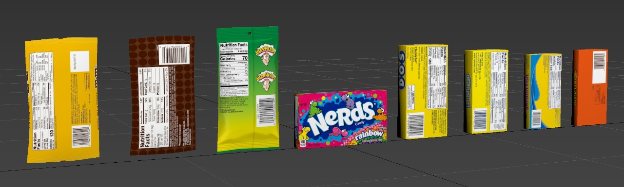 Candy box backs with nutrition facts
