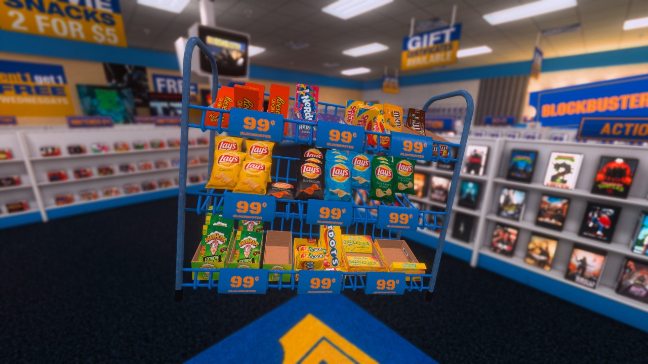 Current state of the Blockbuster map showing snacks on shelf