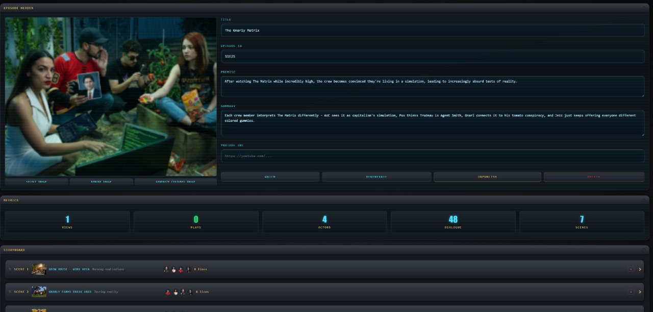Episode summary screen in studio view