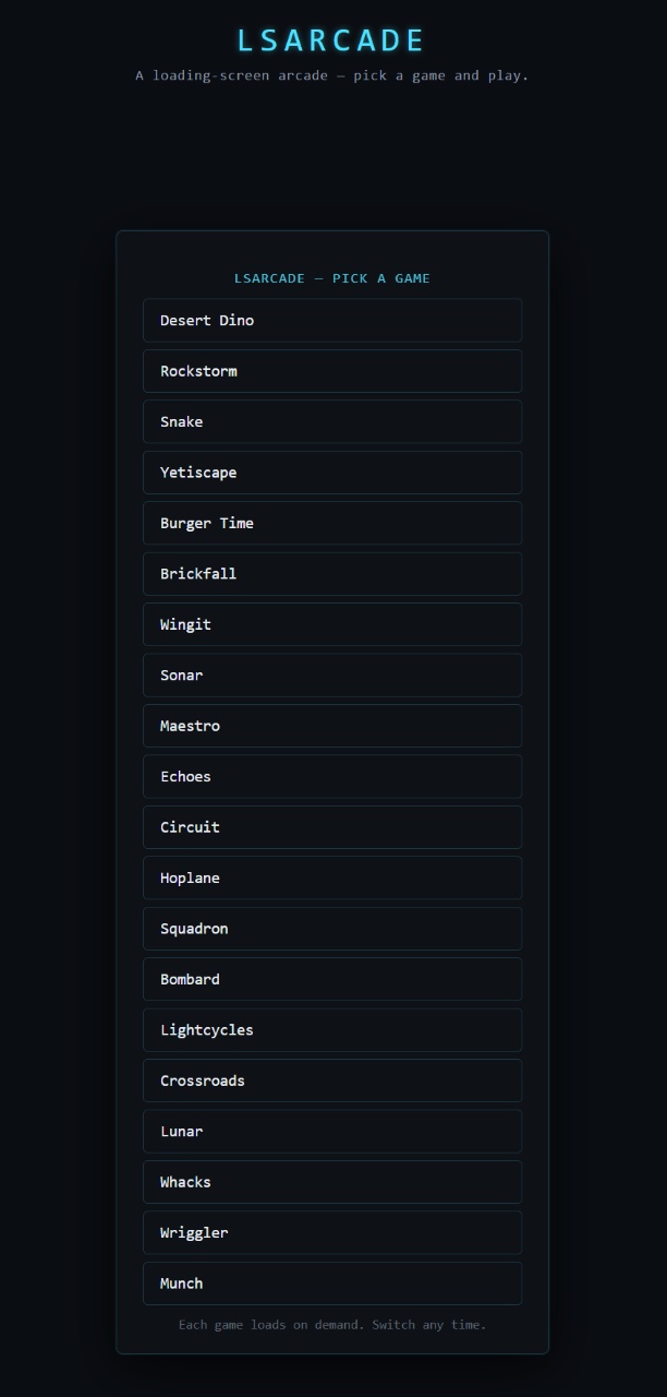 List of available loading screen games