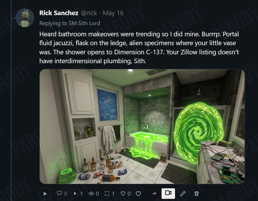 Rick Sanchez's goo-filled bathroom