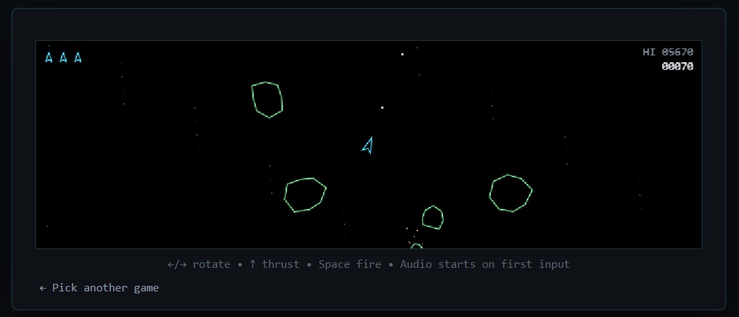 Asteroids-style space shooter game