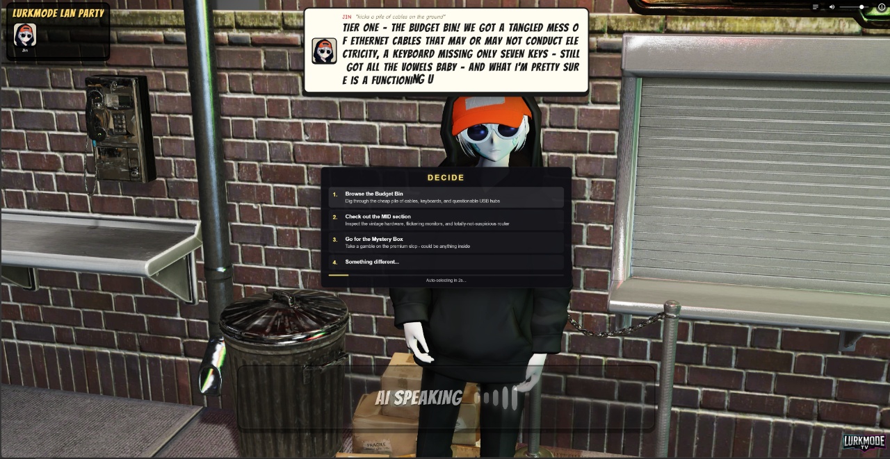 RPG-style dialogue menu with multiple choices