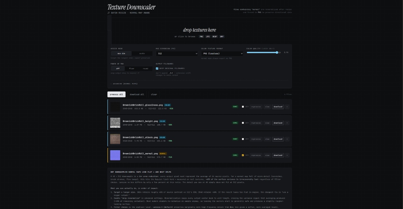 Texture resizing application interface